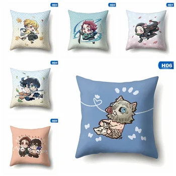 

Anime Demon Slayer Cushion Cover Home Decorative Pillow Case Decorativos Sofa Pillow Cover 45*45cm