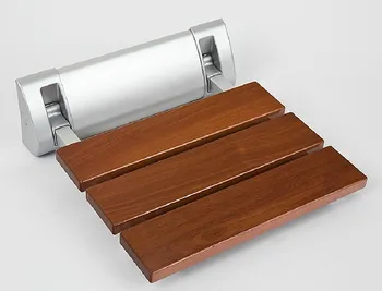 

DIYHD 320mm Luxury Bathroom Solid Wood Folding Shower Seat Brushed Wall Mount Wide Base Shower Bench