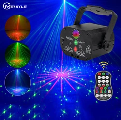 Lámpara de proyección láser RGB para DJ, luz de escenario con 60 patrones, Control remoto por voz, para fiesta en casa y Navidad