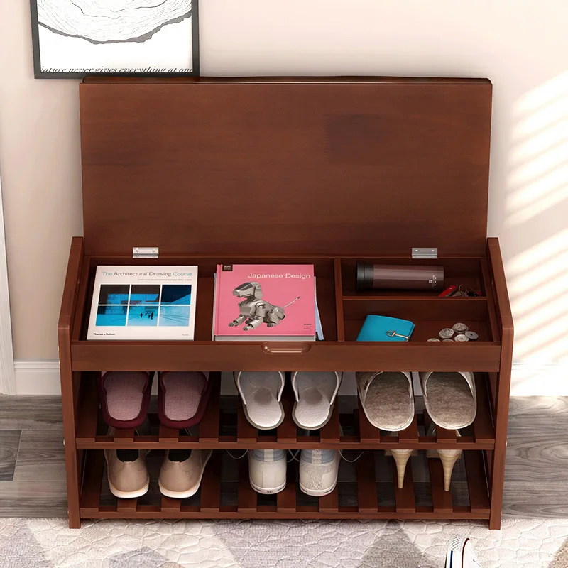Твердая древесина с ящиком для хранения и шкафчиком для обуви, мебель для гостиной, табурет для обуви, современное простое украшение двери для табурета для обуви