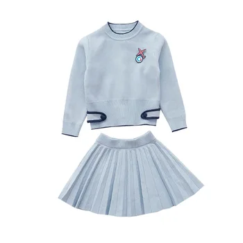 

Keelorn Teenagers Girls Fashion Knitted Sweater Skirt Suits Long Sleeve Tops and Pleated Skirt Girls Autumn Cute Outfit Suit