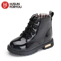 2021 New Winter Children Shoes PU Leather Waterproof Martin Boots Kids Snow Boots Brand Girls Boys Rubber Boots Fashion Sneakers 1