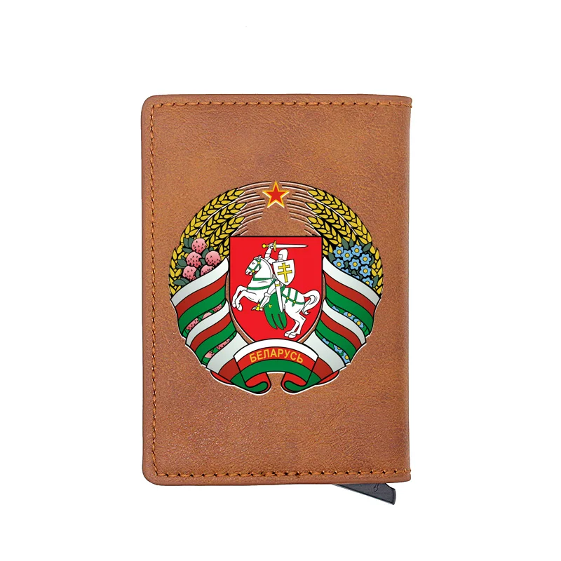 

Retro Republic of Belarus Symbol Digital Printing Pu Leather Card Holder Wallet Classic Men Women Short Purse