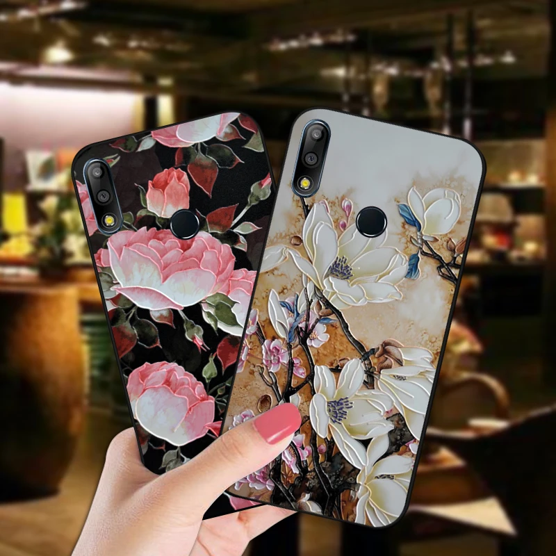 

Retro Flower Soft Silicone Phone Case For Asus Zenfone Max Pro M2 ZB631KL 3D Relief Floral Back Cover For Asus ZB633KL Coque