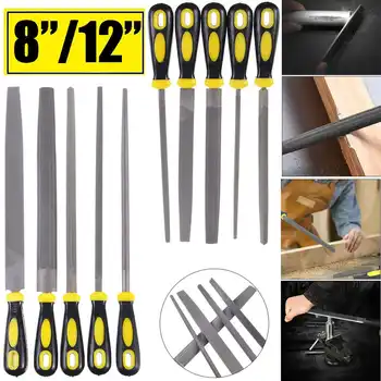 

8/12 Inch Metal File Set T12 High Carbon Steel Soft Grip Assorted Half Round Flat SquareTriangle Round Metal File 5Pcs/Set