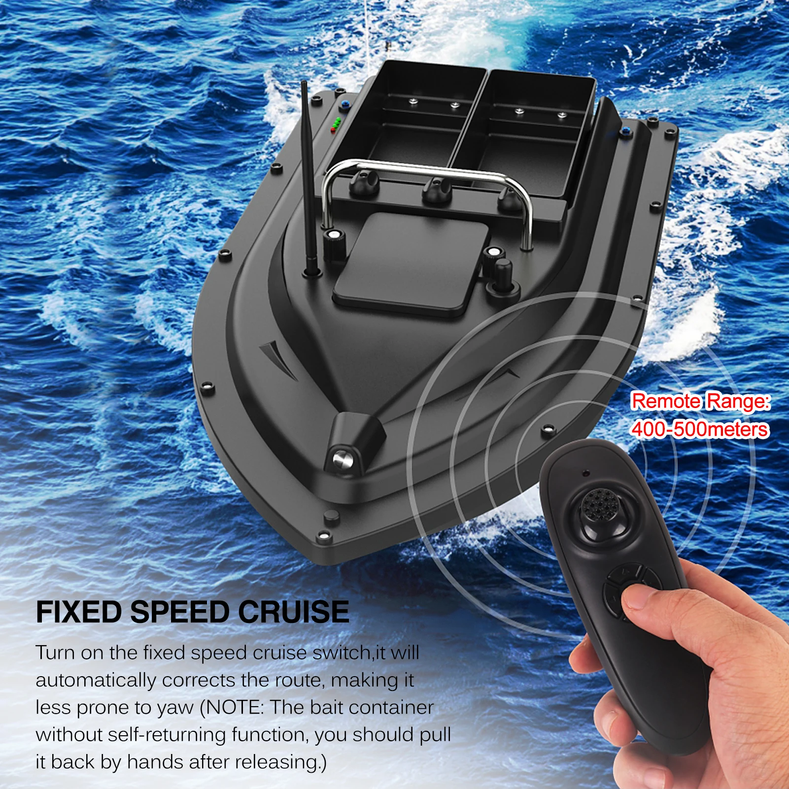 GPS Fishing Bait Boat 500m Remote Control Bait Boat Dual Motor Fish Finder 2KG Loading Support Automatic Cruise/Return/Route fish finder remote control bait boat