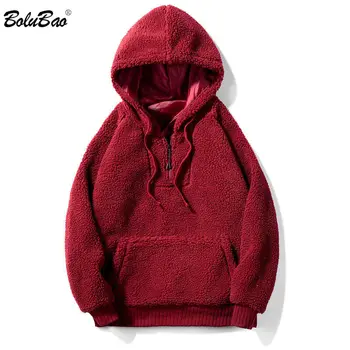 

BOLUBAO Fashion Brand Men Hoodies Winter New Men's Woollen Solid Color Hooded Sweatshirts Male Casual Wild Pullover Hoodie