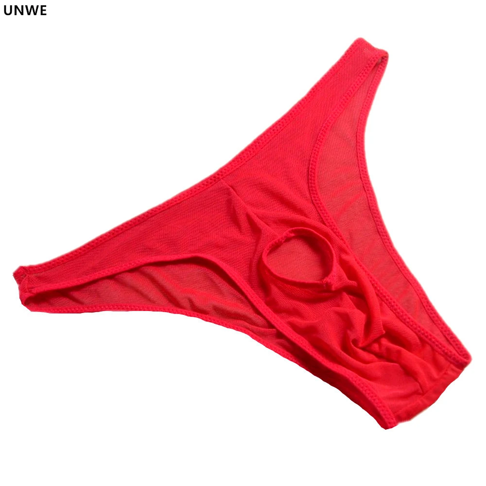 UNWE High Elastic Men Penis Hole Underwear Men Sexy Open Crotch Briefs Ultra-thin Breathable Mesh Male Slips Bulge Gay Funny underwear with ball pouch