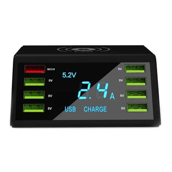 

Wireless Charger Qc 3.0 Quick Charge 8 Usb Ports Charging Dock Station Stand for Iphone Galaxy Xiaomi Smartphone(Eu Plug)