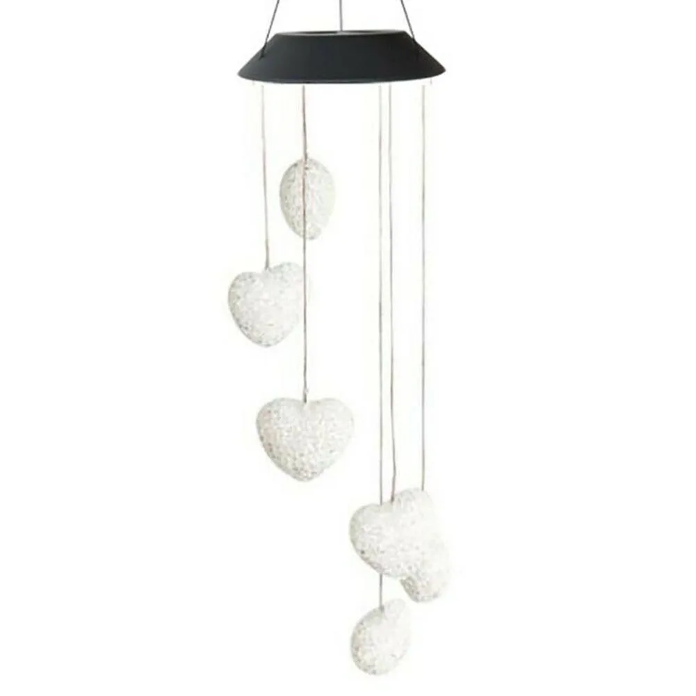 Kids Room Rotating Spiral Wind Chime Light Solar Powered Waterproof Led Energy Saving Garden Heart Shape Hanging Outdoor Home