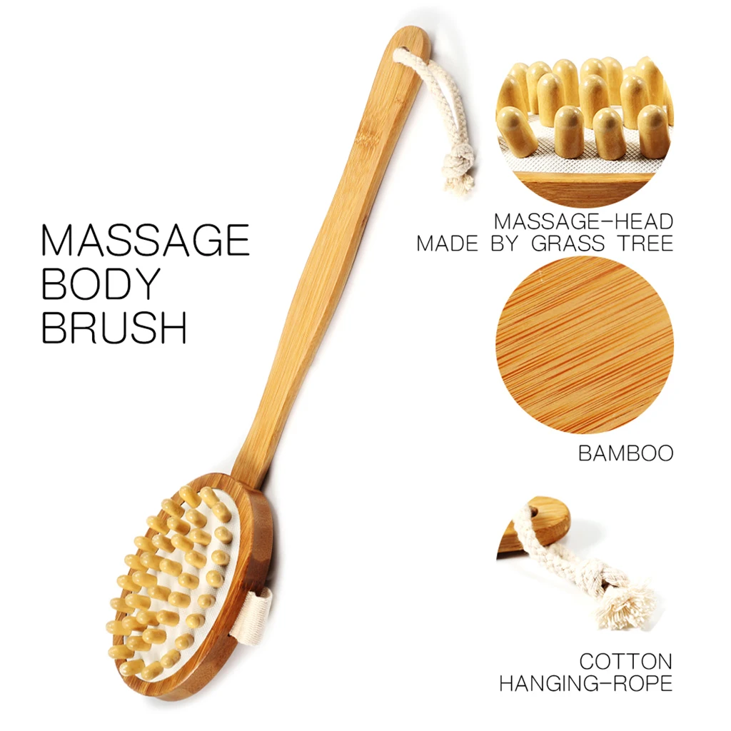 Hand-Held Wood Body Brush Massager Cellulite Fat Remover Relief Sore Muscle |