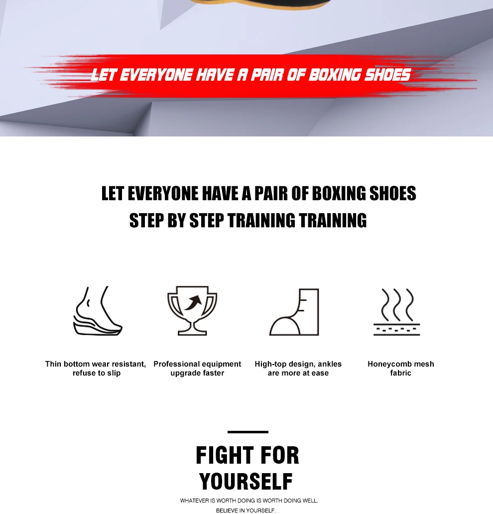 Description Picture 4 of itemGINGPAI Professional Boxing Shoes Wrestling Shoes Breathable Boxing Training Shoes Rubber Sole Durable Sports Shoes for Men