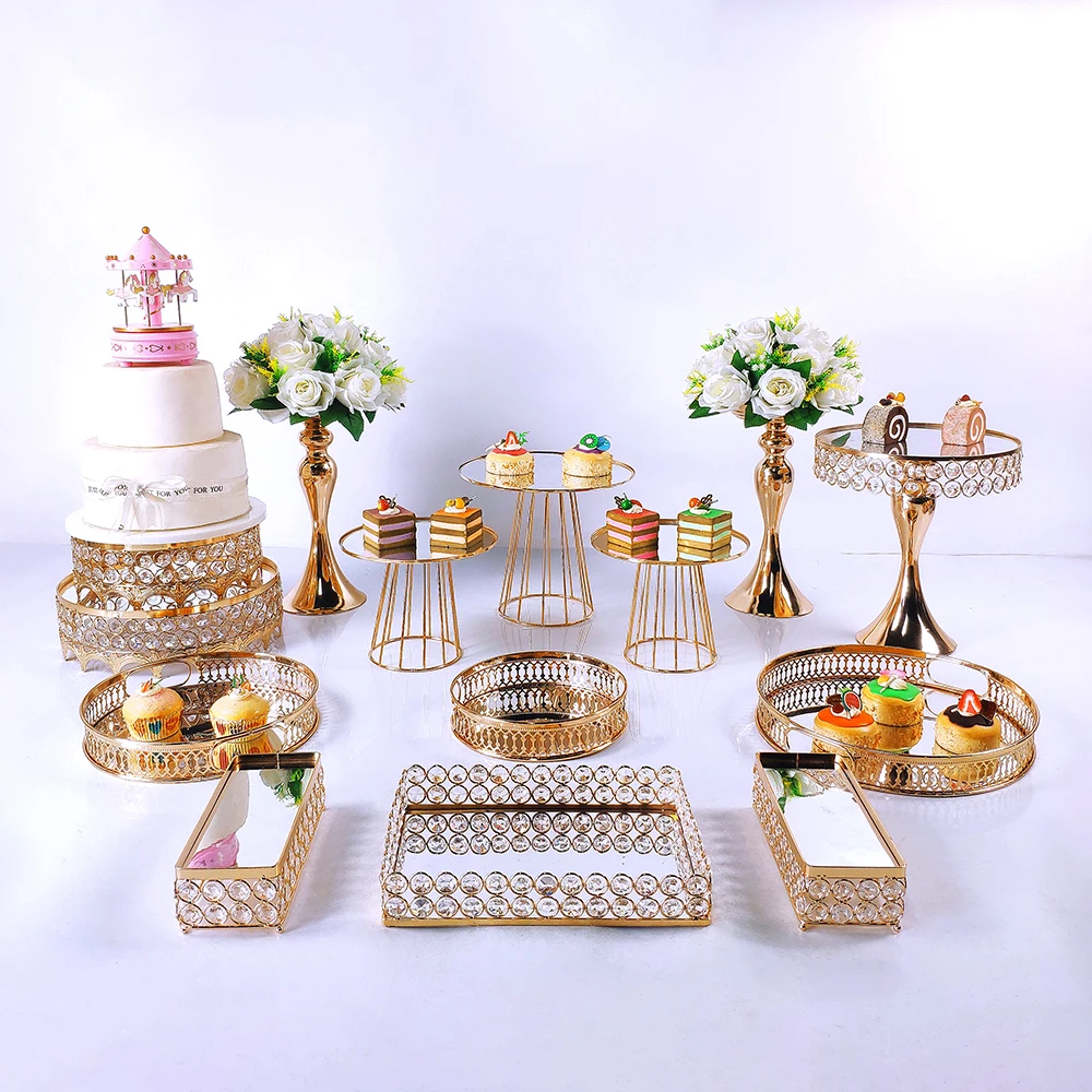 

Crystal Squere Cake Stand Set Birthday Party Macaron Cupcake Rack Stand For Wedding 14pcs