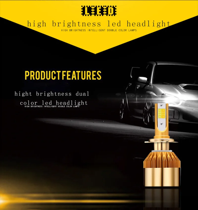 TF30 2 шт./лот светодиодный головной светильник с двойной лампы золото Conversion Kit светильник 72W фары для 8000LM H1 H3 H4 H7 HB3 HB4 9004 9005 Авто C6 по технологии COB 6000K