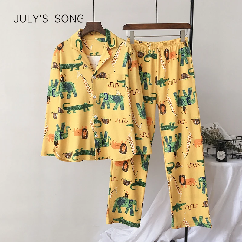 Пижама JULY'S SONG Женская хлопковая с длинными рукавами и принтом повседневная