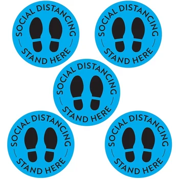 

5Pack Social Distancing Floor Decals - Safety Floor Sign Marker - Maintain 6 Foot Distance - Anti-Slip