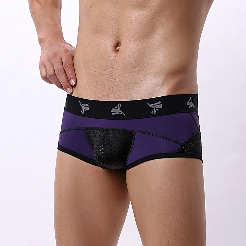 3 Pcs/Lot Sexy men's underwear low waist short flat leg pants big u-bag breathable underwear men's bikini underwear 5