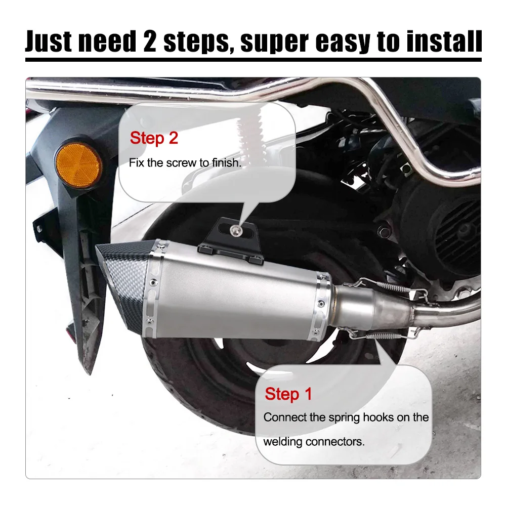 

51mm Universal Motorcycle ATV Frosted Stainless Steel Exhaust Pipe Muffler with Hexagonal Artificial Carbon Fiber Tail