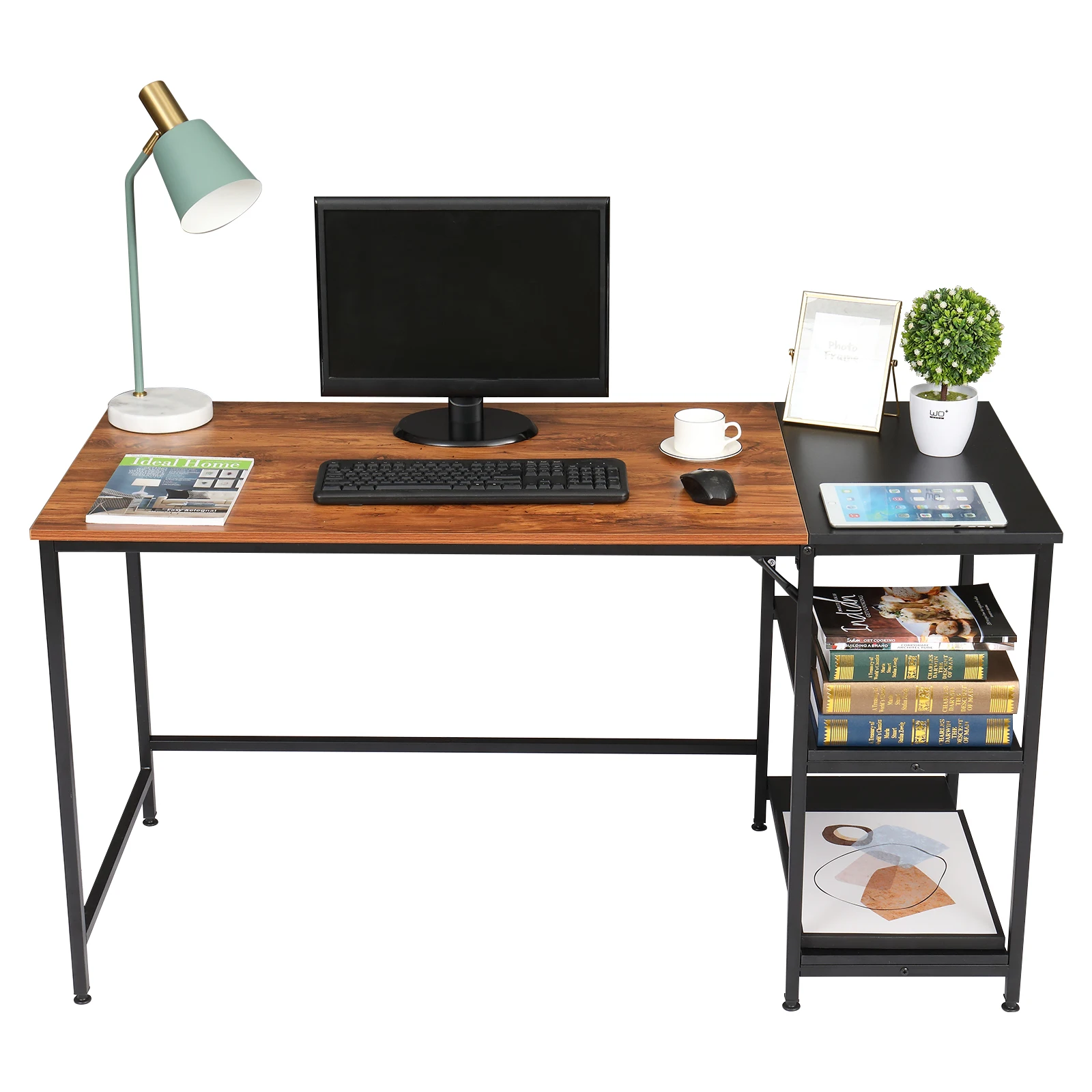 100/120/140CM PC Laptop Computer Desk Iron Frame Retro Black