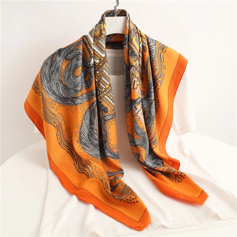 

Summer Twill Square Scarf For Women Hair Wrap Female Shawl Neckerchief Headscarf Design Headband Foulard Hijab Bandana 2022