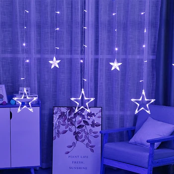 

LED String Lights 220V Indoor Decoration Light Pentagram Star Curtain Light Fairy Wedding Birthday Christmas Lighting