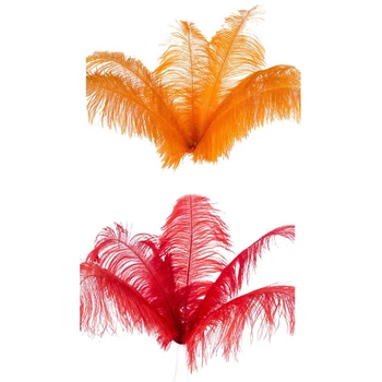 

20 Pcs Natural Ostrich Feathers Wedding Party Decoration 20-25cm Orange & Red