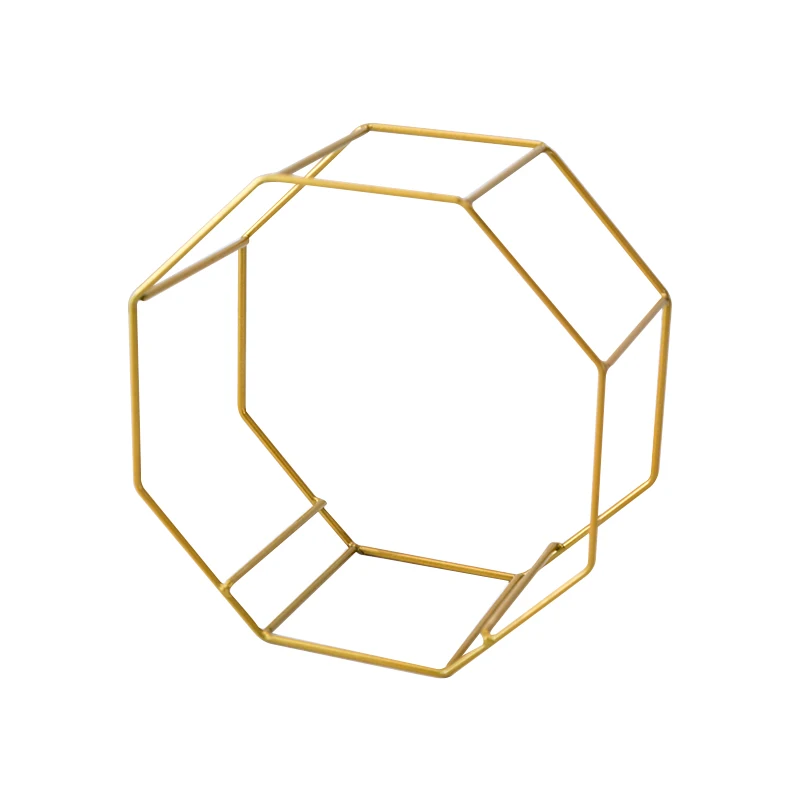 Геометрическая металлическая железная стойка белый керамический горшок восьмиугольная Геометрическая настенная висящая керамическая ваза цветочный горшок бамбуковый поднос железная рама