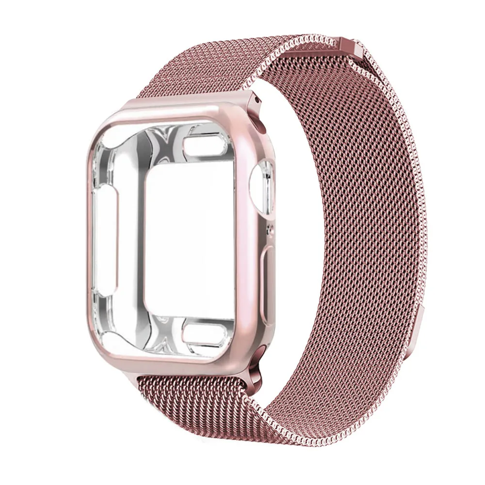 Миланский ремень из нержавеющей стали тонкий браслет ремешок для Apple Watch серии 1/2/3/4, 42 мм, 38 мм, ремешок для iwatch 40 мм 44 с защитным чехлом