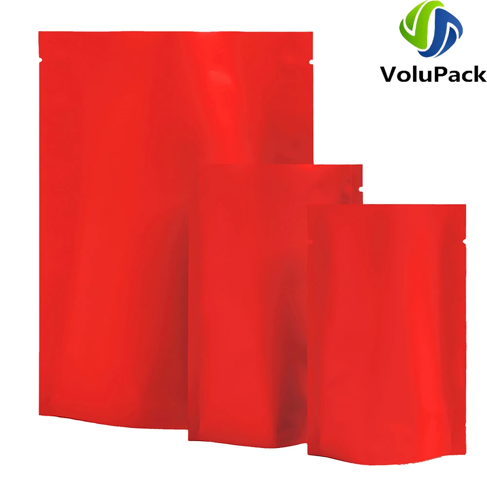 

Eco Vacuum Heat Seal Packaging Bags To Keep Food Better! Matte Red Stand Up Tear Notch Pouches Aluminum Foil Mylar Plastic Bags