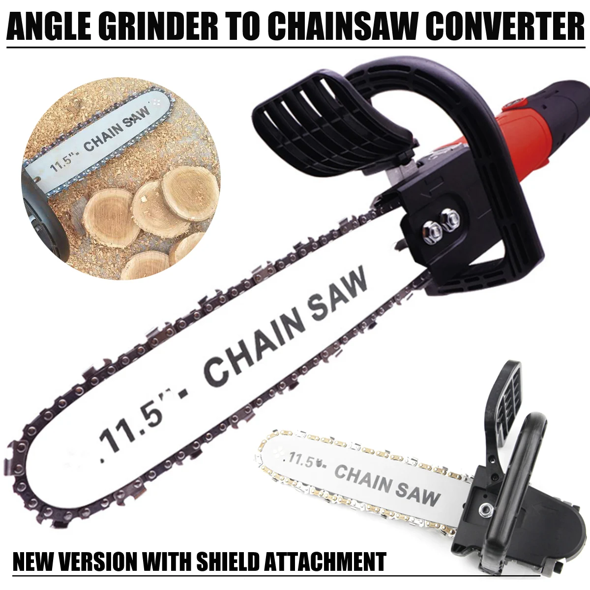 

11.5 Inch M10 M14 Chain Saw Bracket Set Chainsaw Guide Bar Transfer Conversion Head For Angle Grinder DIY