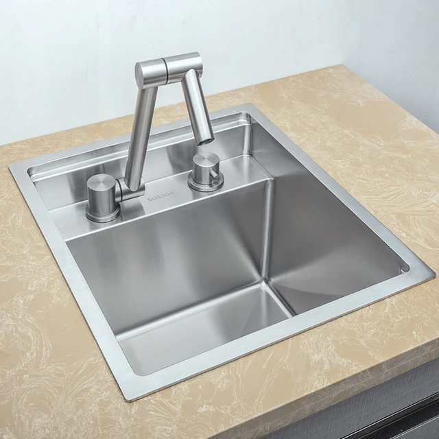 Sus304 Stainless Steel Kitchen Hidden Sink Single Bowl Bar Prep Basin For Kitchen Fixture Home Improvement With Faucet Mixer Kitchen Sinks Aliexpress
