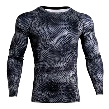 

Men's Snake Print Printed Fitness Running Sports Tights Elastic Long-sleeved Quick-drying Compression Basketball Training Suit