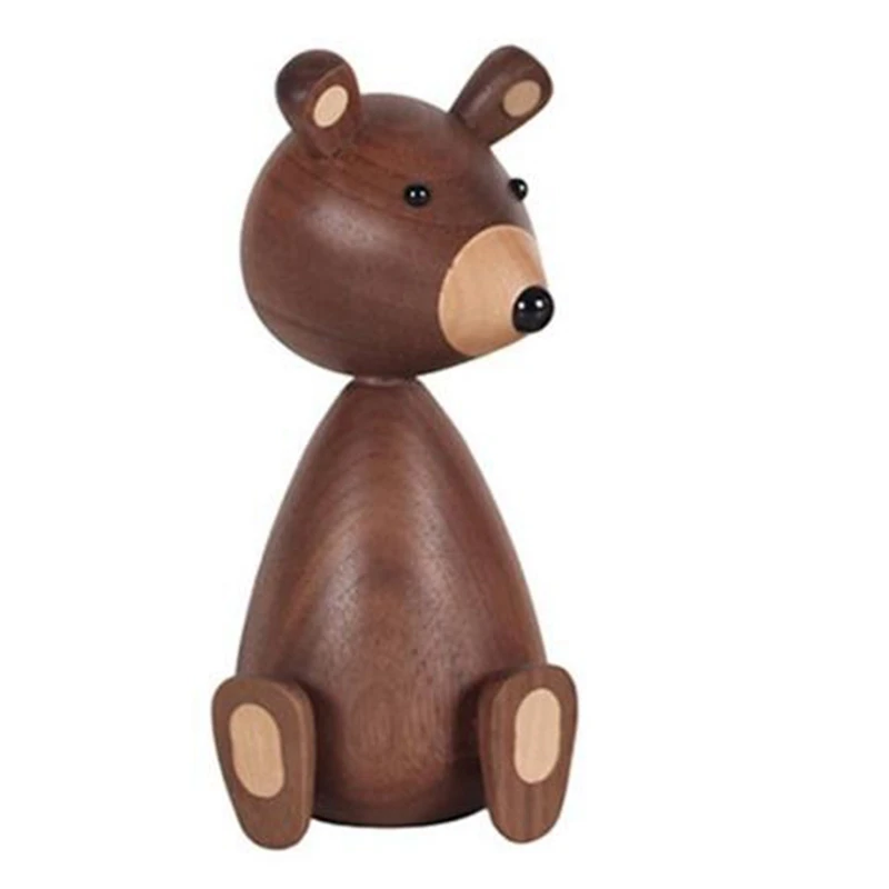 

Fashion-Little Bear Wood Ornaments for Decor Squirrel for Furniture Wood Crafts Small Gifts Wood Bear Toy Ornament Home Large