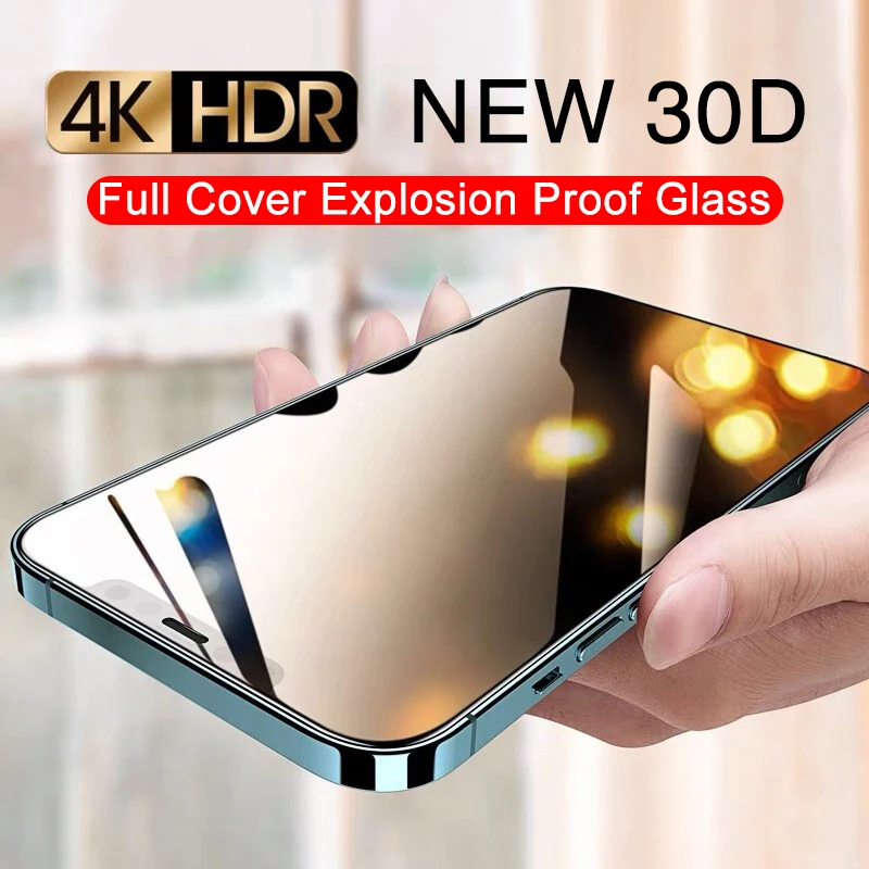 30D Full Cover Protective Glass On For iphone 13 12 11 14 PRO MAX X XR Screen Protector iPhone 6 7 8 14 Plus Tempered Glass Film