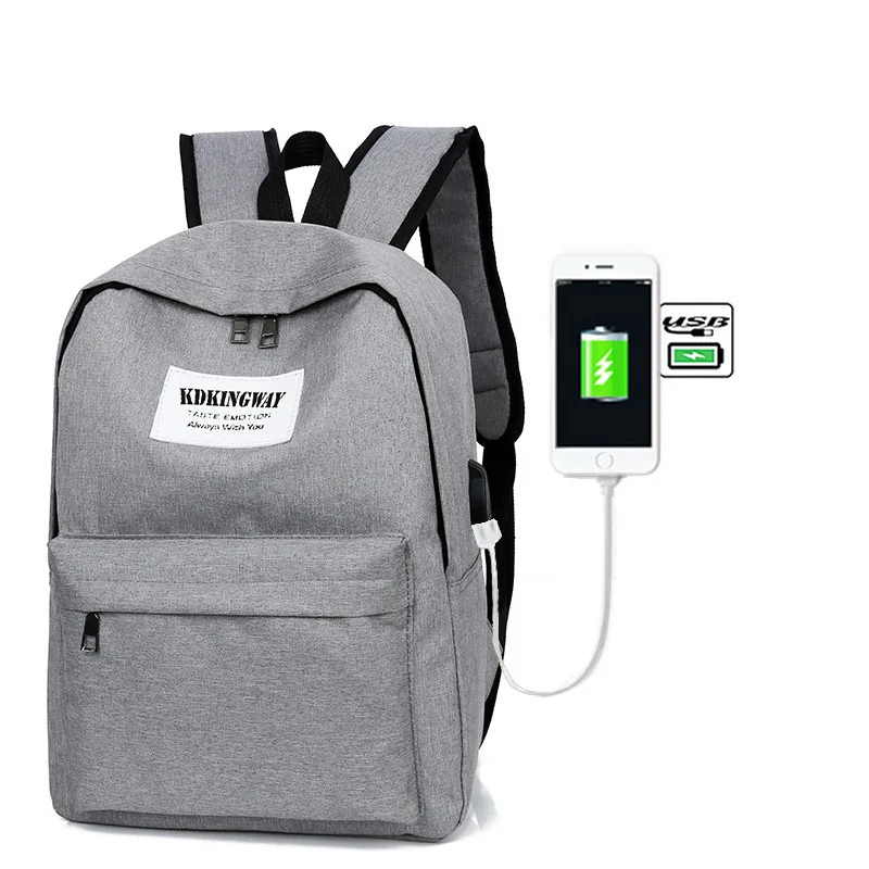 

USB Charging Canvas Backpack MEN'S Backpack Women's Korean-style Schoolbag Travel Computer Bag