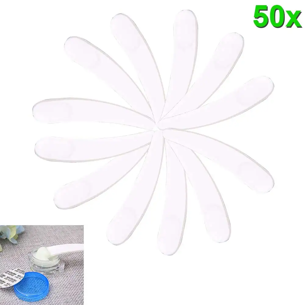 50pcs Недавно 10/20/50/100/200 шт./компл. маленькая ложка инструменты DIY домашние маски палка набор кисточек для макияжа, пластиковый шпатель инструмент CTN88 - Цвет: 50pcs