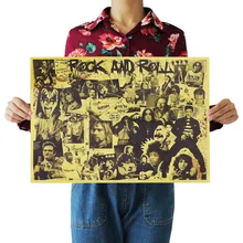 [B25] Рок-н-ролл большой Собранный Ностальгический ретро плакат из крафт-бумаги экран для помещений кафе декоративная живопись