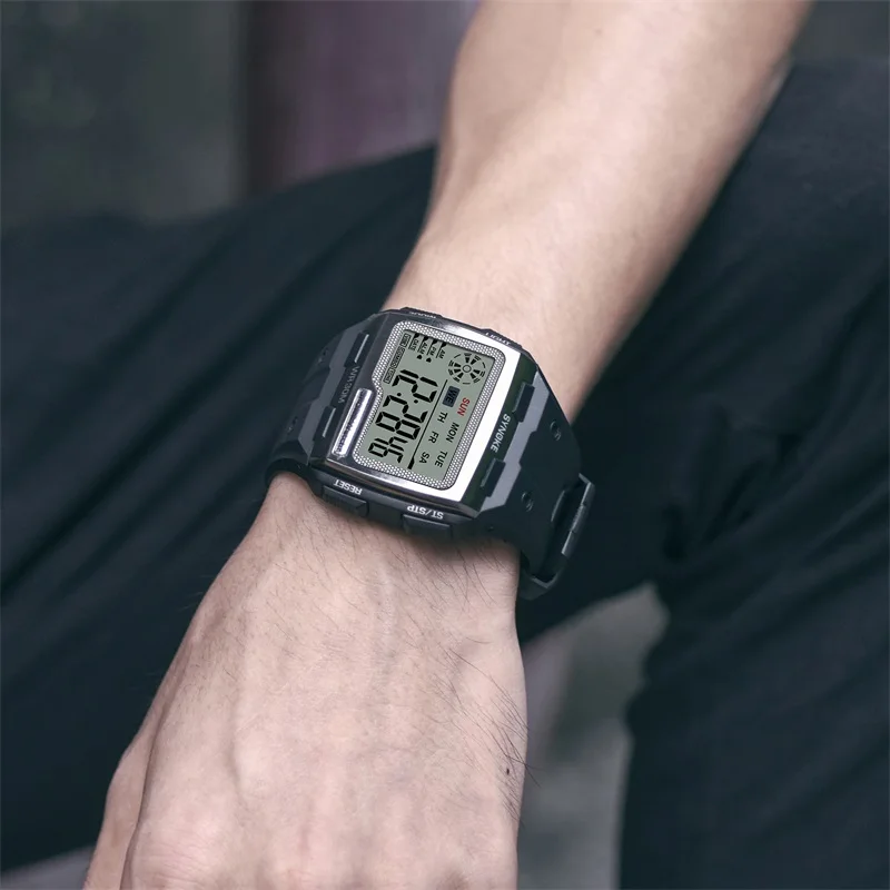 SYNOKE золотые цифровые часы с большим экраном мужские 39 S часы крутые электронные часы с сигнализацией ударопрочные сильные спортивные часы