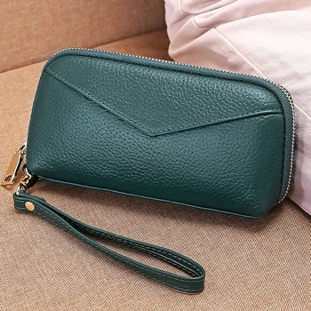 

Leather clutch bag female ladies long wallet leather small handbag mother pure leather mobile phone bag wallet women