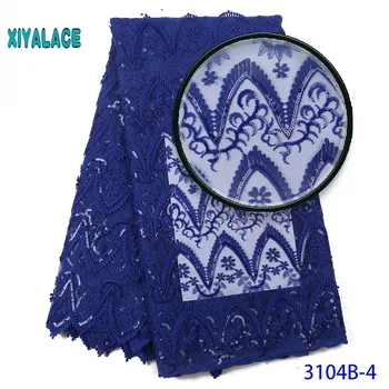 

Royal Blue French Lace Fabric Wedding Party High Quality African Net Lace Fabric With Sequins Embroidery Nigerian Lace 3104b