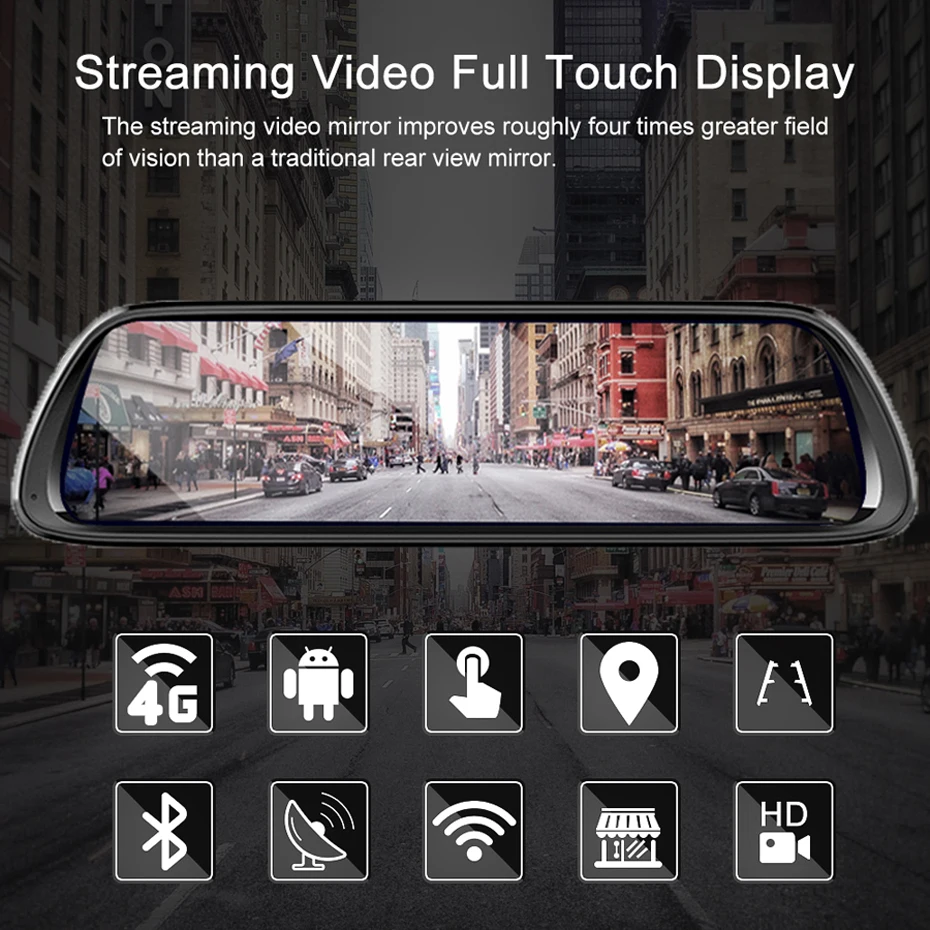 Автомобильный семейный 1" ips сенсорный экран Android 4G Автомобильный видеорегистратор двойной объектив зеркало заднего вида с WiFi gps Bluetooth ADAS ночное видение g-сенсор
