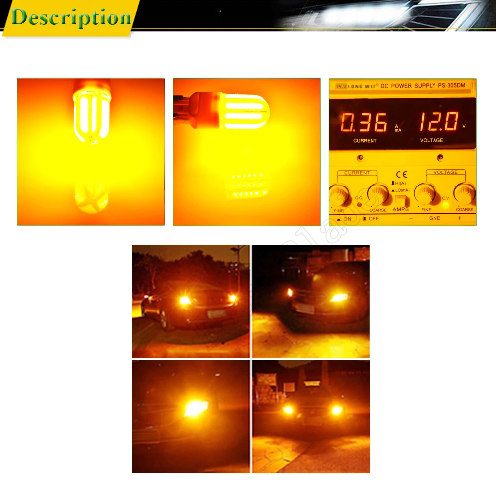 2 шт. T20 7440 W21W WY21W светодиодный автомобильный светильник s COB 48SMD силиконовые лампы Янтарный Желтый Оранжевый для автоматического поворота светильник лампа, работающего на постоянном токе 12 В