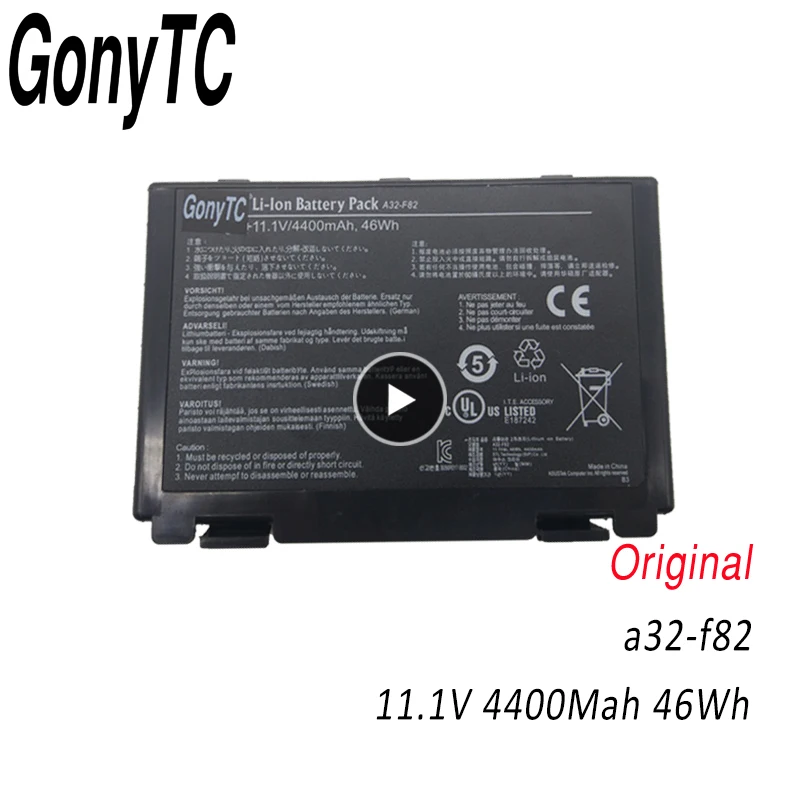 GONYTC A32-F82 11,1 V Аккумулятор для ноутбука ASUS A32-F82 a32-f52 a32 f82 F52 k50ij k50 K51 k40in k50id k50ij литий-ионный аккумулятор Пакет