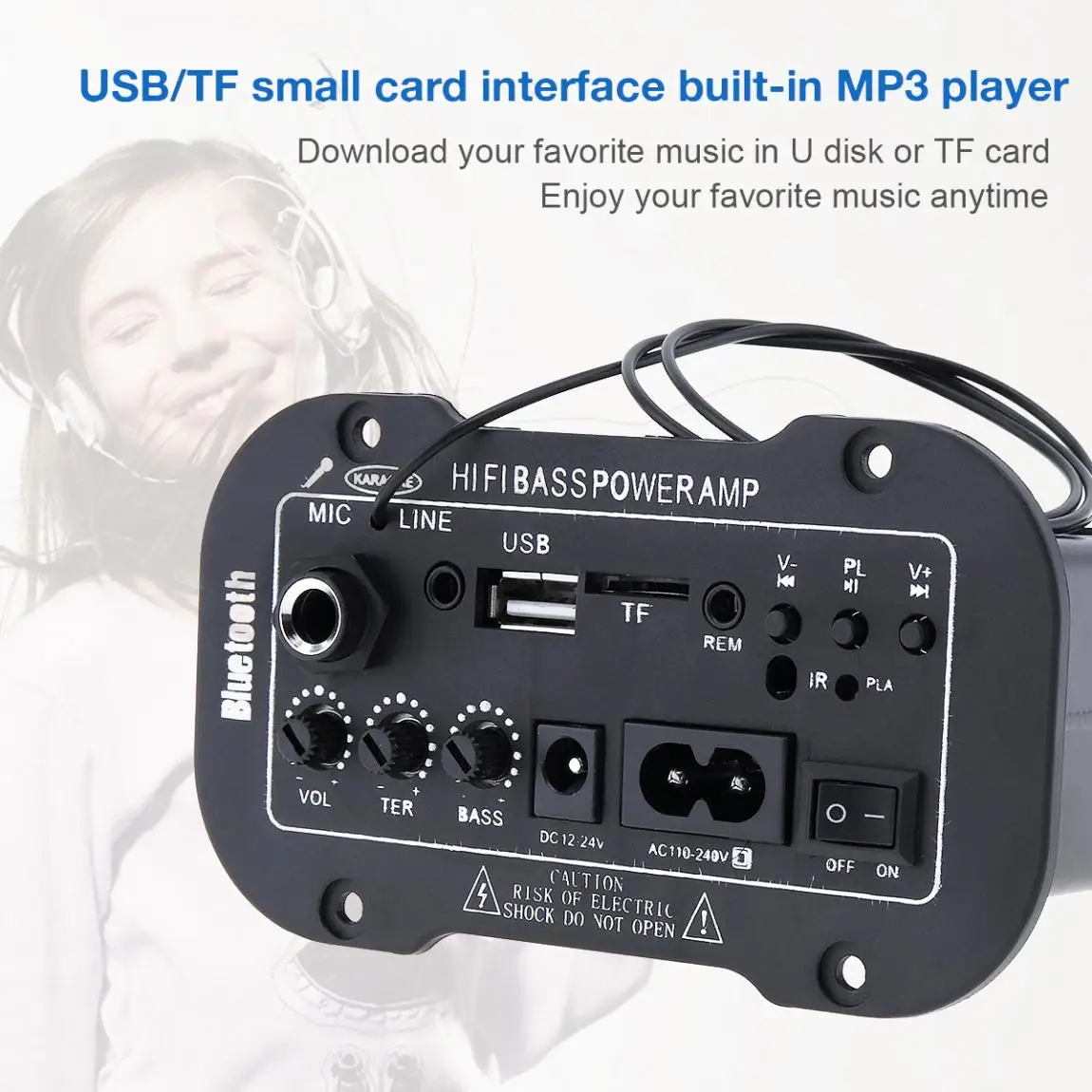 5Inch 25W HI-FI Car Audio Power Amplifier FM Radio Player Support MIC SD USB DVD MP3 Input for Car Motorcycle Home
