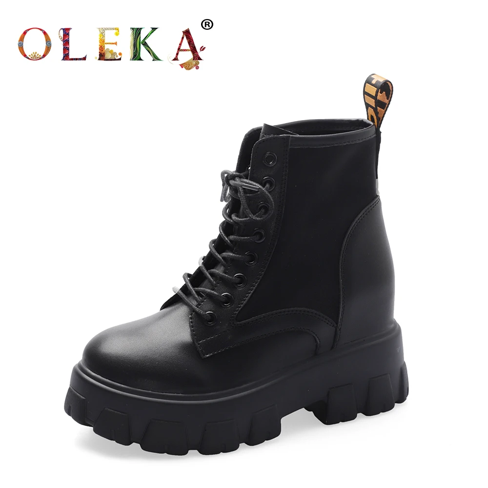 

OLEKA Mid-calf Winter Winter Boots Platform Riband Round Toe Boots For Women Concise Style Basic New AS374