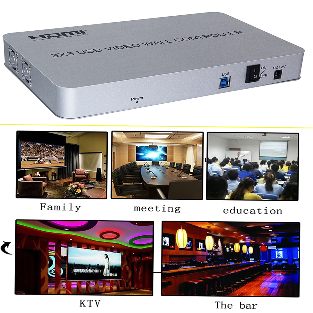 4K USB3.0 3x3 настенный видеоконтроллер | 9 каналов 13 режимов отображения 1x1 1x2 1x3 1x4 2x1 2x2