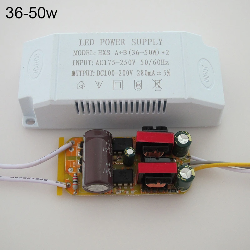 Светодиодный привод сегментированные постоянный ток Питание потолочный светильник трансформатор постоянного тока Питание - Цвет: Double Drive 36 50W