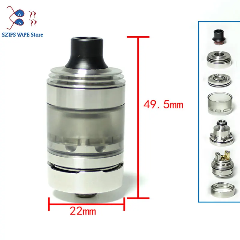 

sxk hussar rta 1.5 rta tank atomizer 22mm 316 SS Adjustable Bottom Airflow Top Filling System Hussar 2.0 Vape Tank vs Ammit RTA