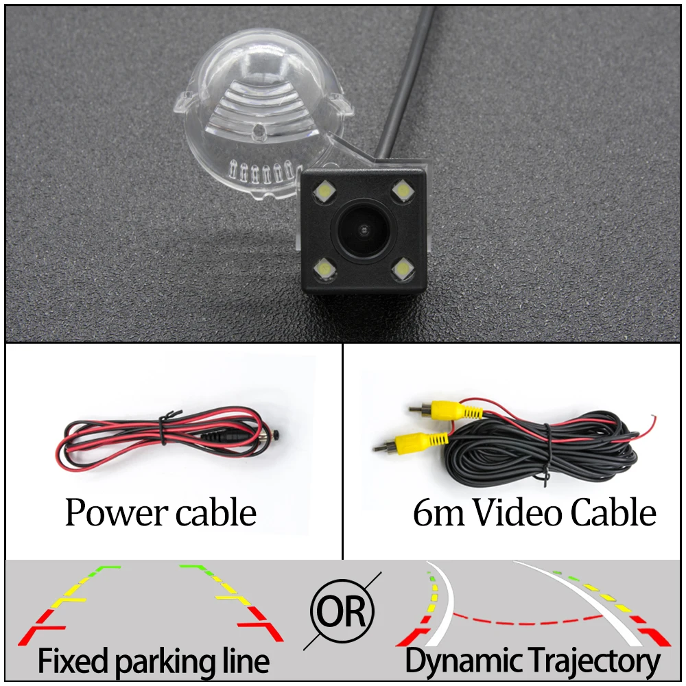 Фиксированная или динамическая траектория Автомобильная камера заднего вида для Suzuki SX-4 SX4 Grand Vitara Alto S-Cross Liana Автомобильный Обратный парковочный монитор - Название цвета: 4LED Camera Only