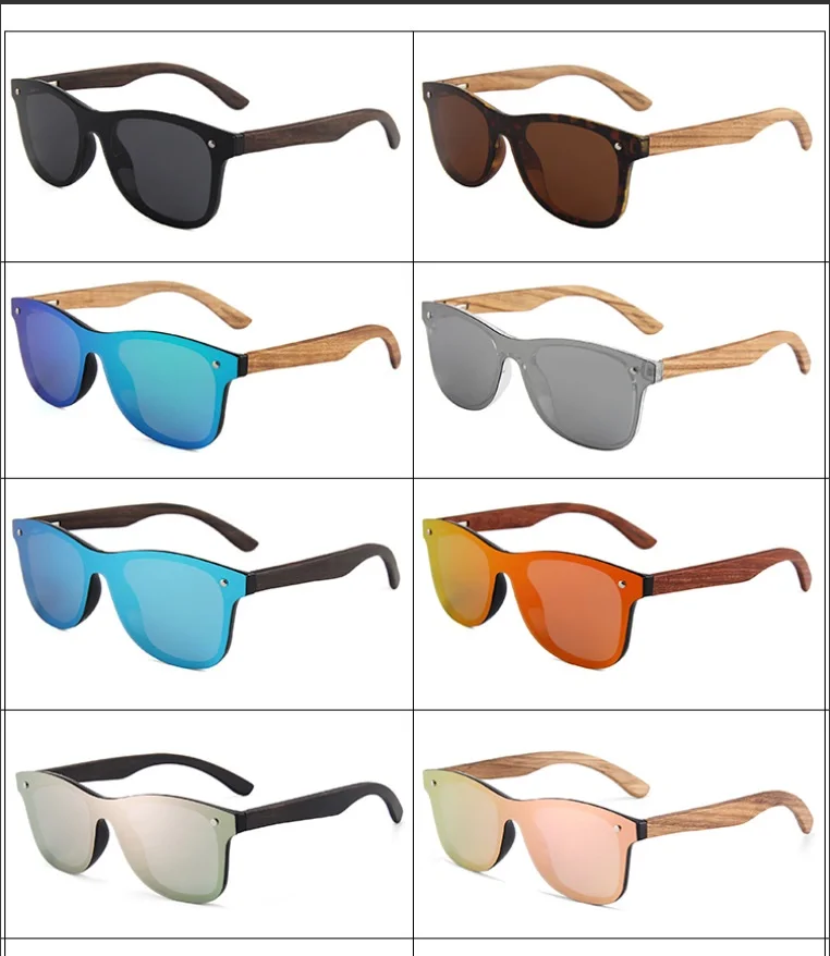 Zerosun Polarized Sunglasses Men Women Pink Mirrored Wood Sun Glasses for Man Vintage Real Wooden Temple Shades New Brand
